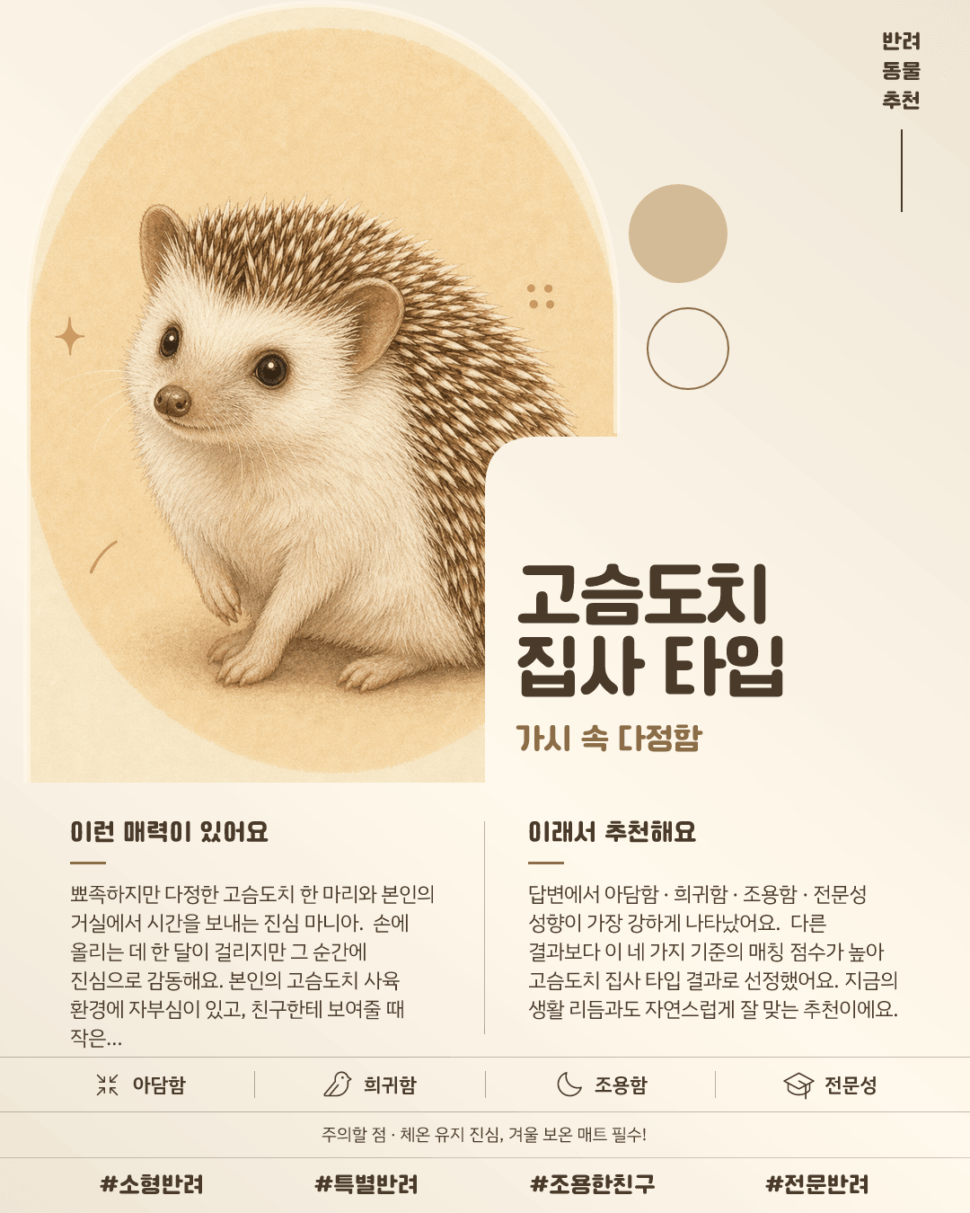 고슴도치 집사 타입 카드 이미지