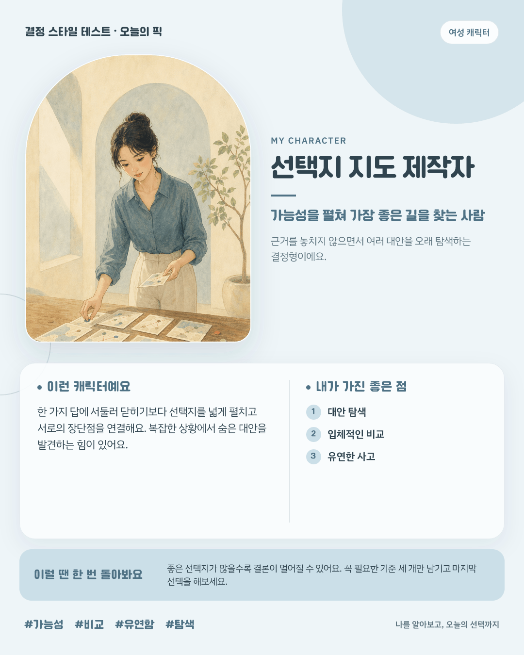 선택지 지도 제작자 여성 결과 카드