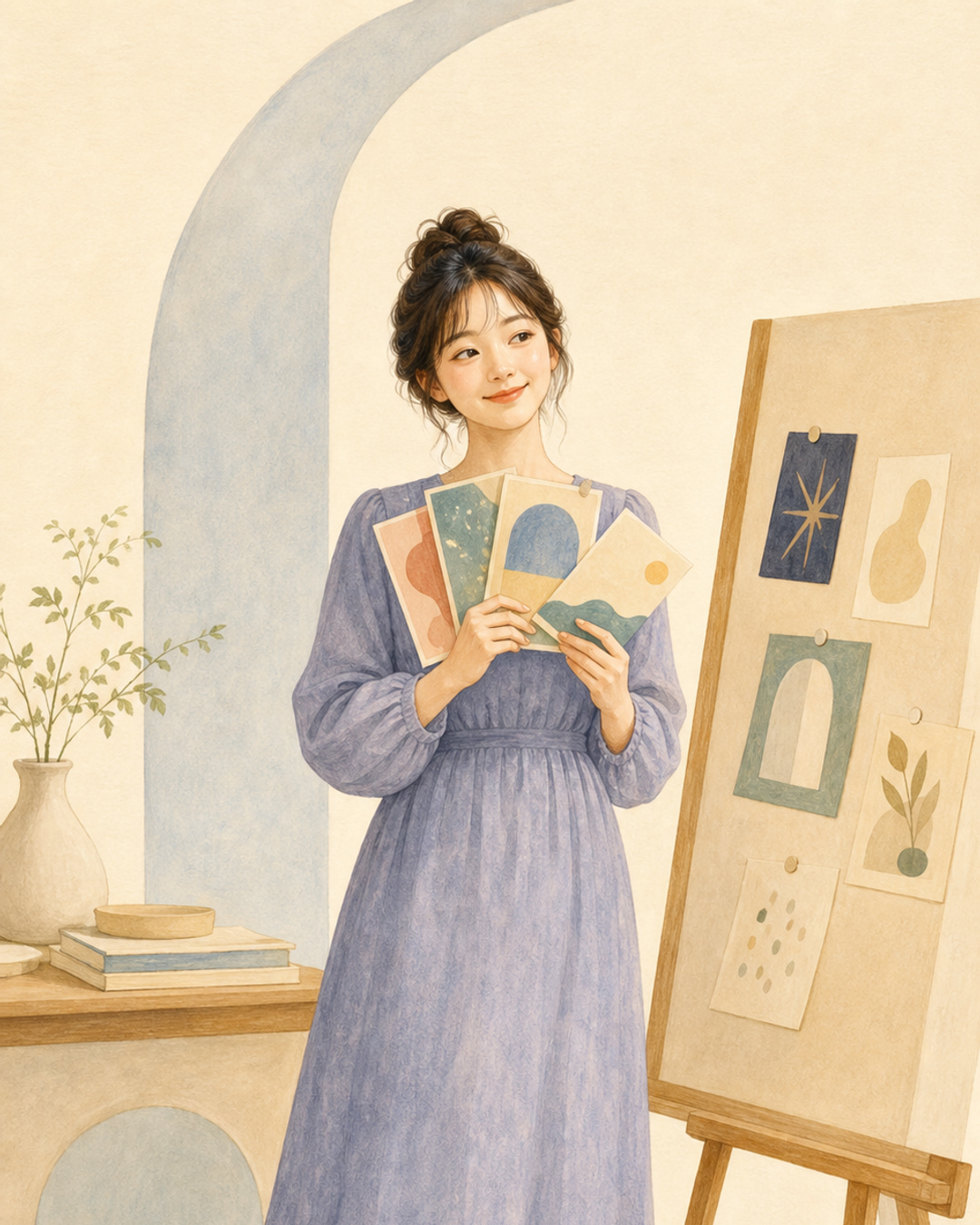 호기심 산책가 여성 결과 캐릭터 이미지