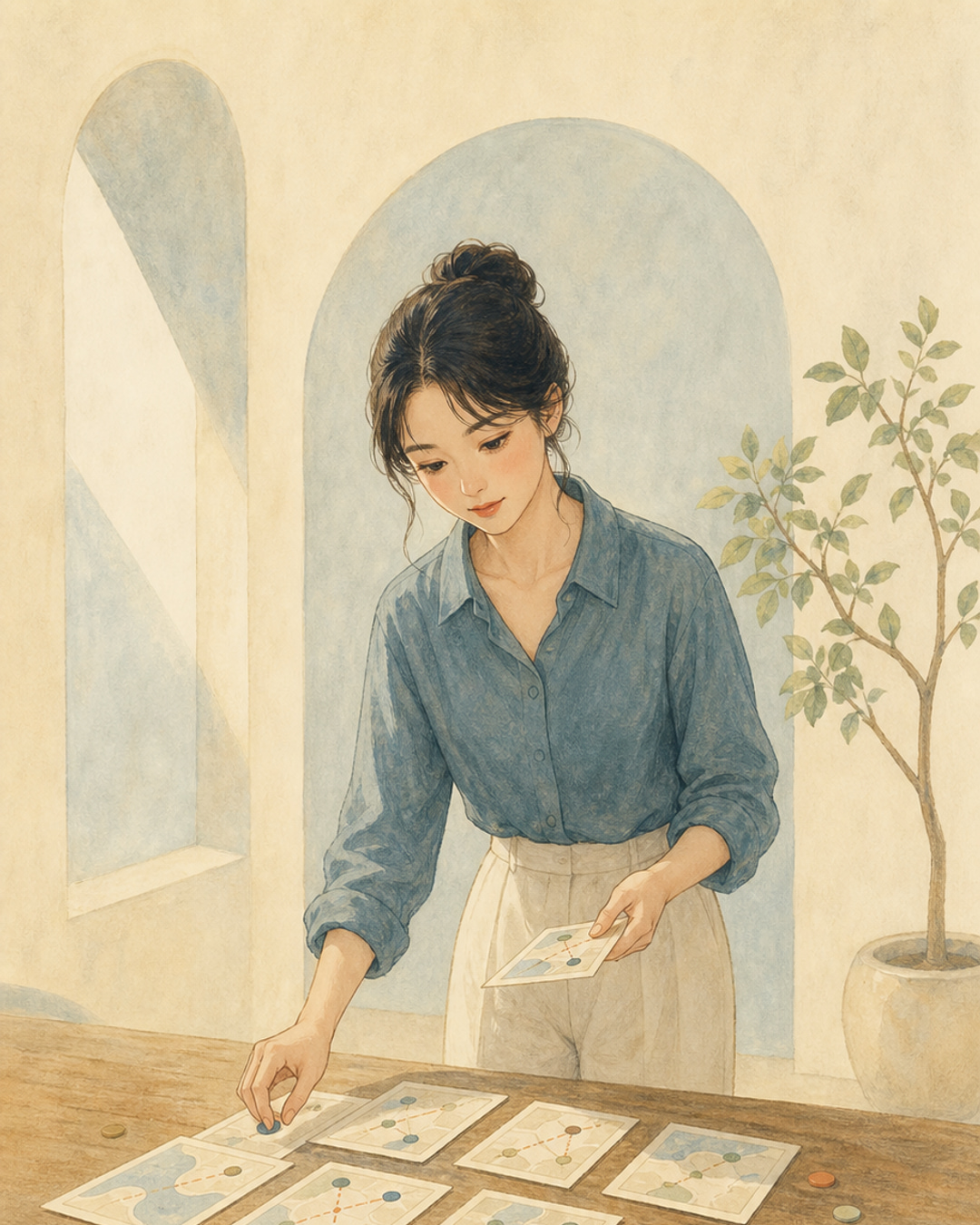 차분한 정찰가 여성 결과 캐릭터 이미지