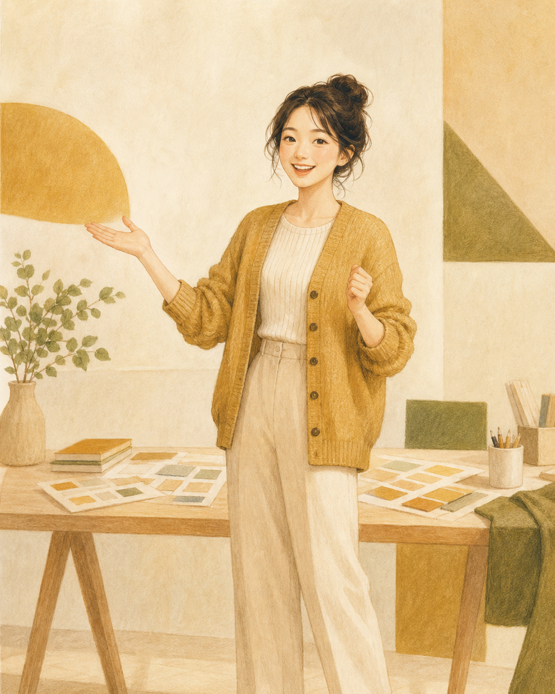 즉흥 변화 촉진자 여성 결과 캐릭터 이미지
