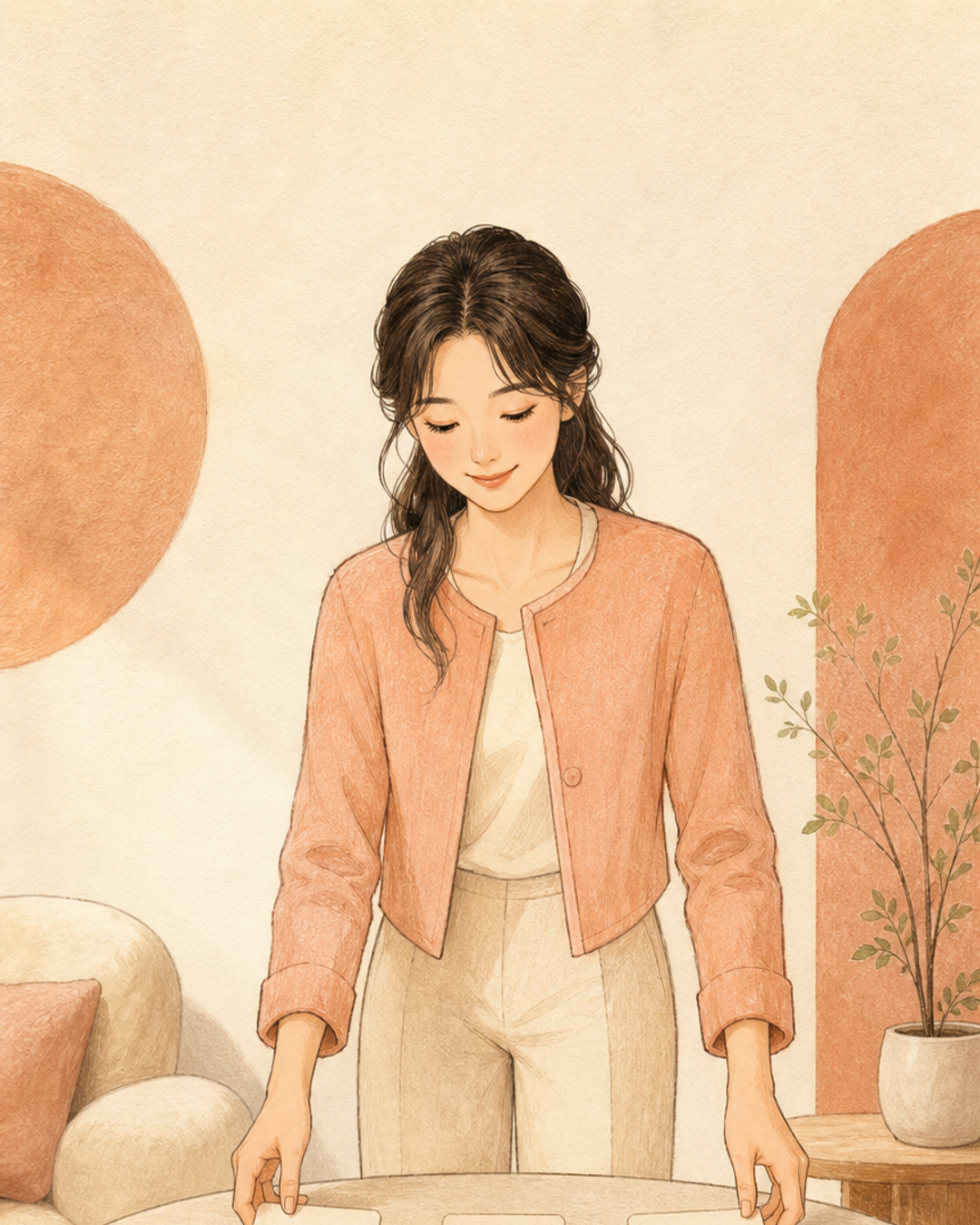 다정한 중재자 여성 결과 캐릭터 이미지